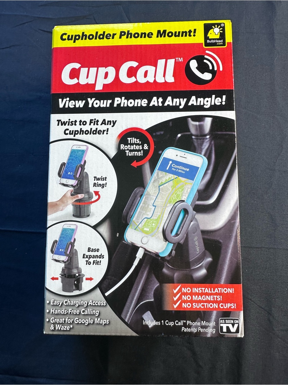 Cupholder Phone Mount - Black with Teal Accents